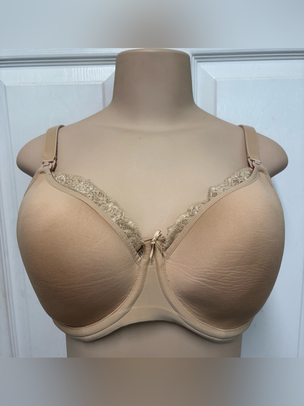 Panache Eleanor Nude Beige Underwire Nursing Bra 34FF Convertible Racerback Lace
